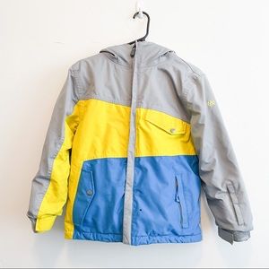 686 Kids Puffer Jacket - Gray, Yellow, Blue